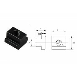 Steel T-slot nut with M6 thread for 10mm slots Steel T-slot nut with M6 thread for 10mm slots